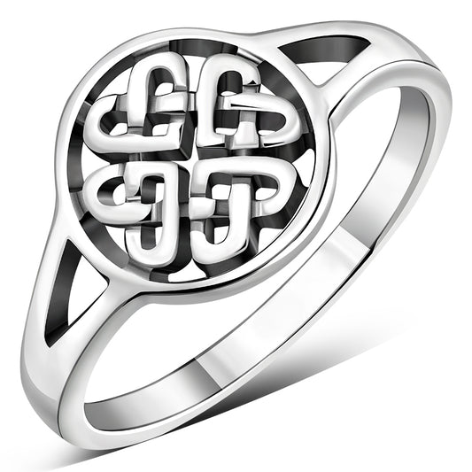 Plain Celtic Heart Knots Silver Ring