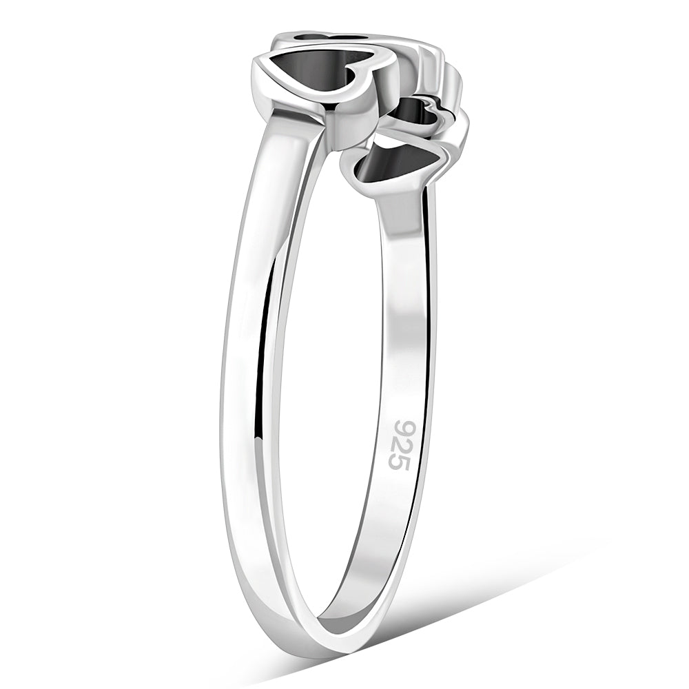 Plain Simple Silver Hearts Ring