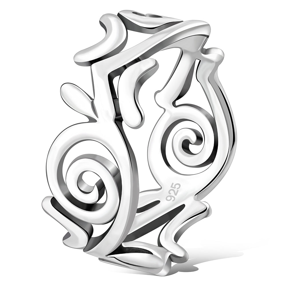 Plain Sterling Silver All Round Spiral Ring