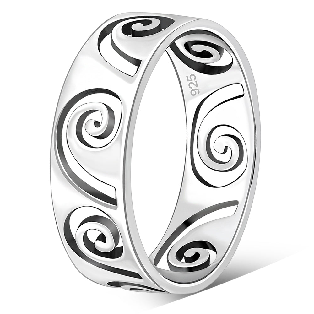 Plain Solid Sterling Silver Waves Band Ring