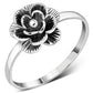 Ethnic Style Rose Flower Silver Ring