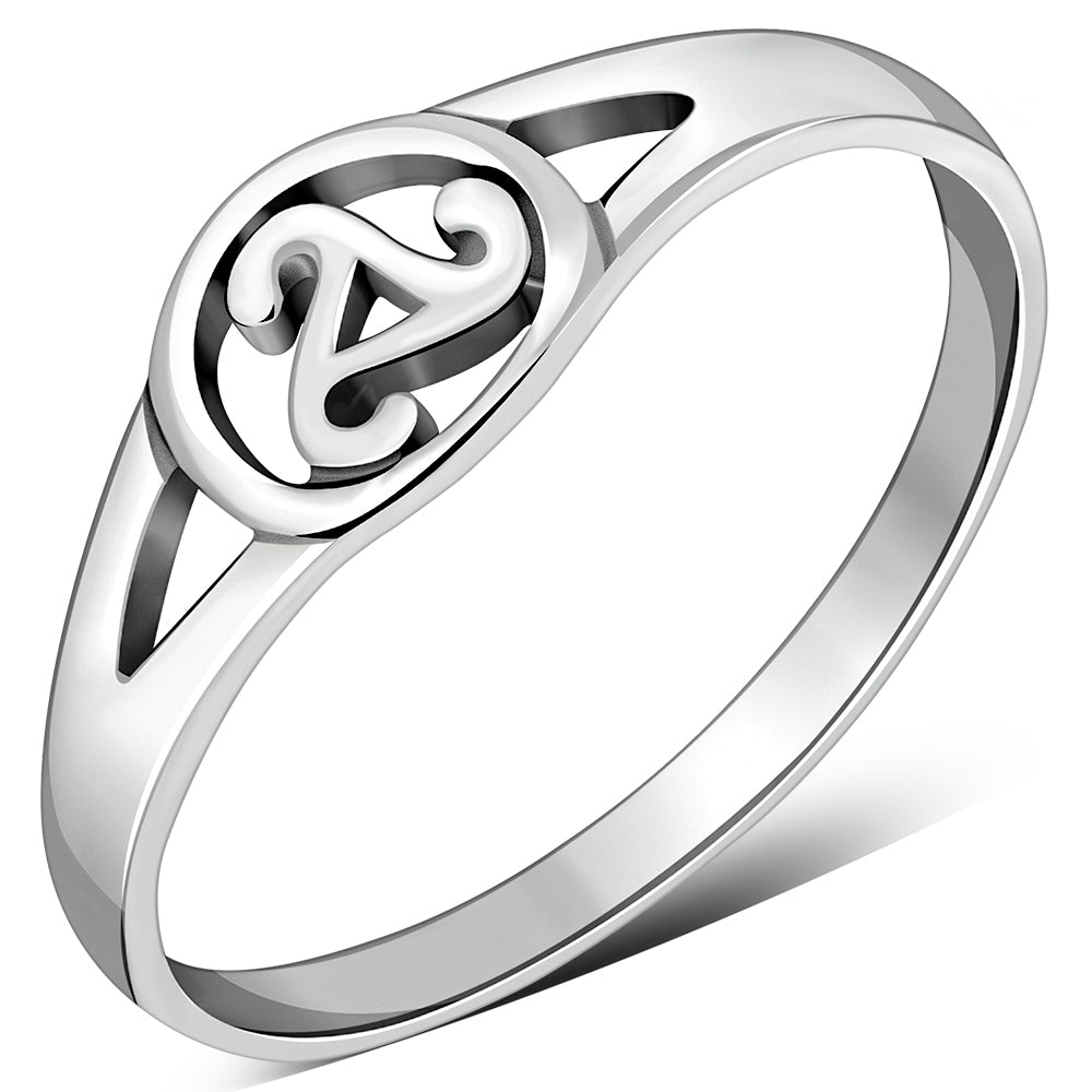 Plain Silver Triskele Triple Spiral Ring