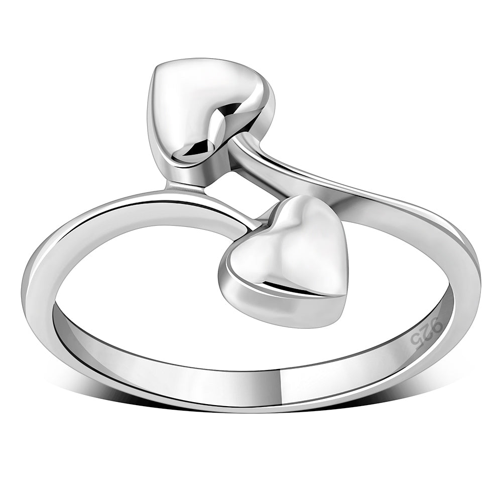 Sterling Silver Hearts Ring