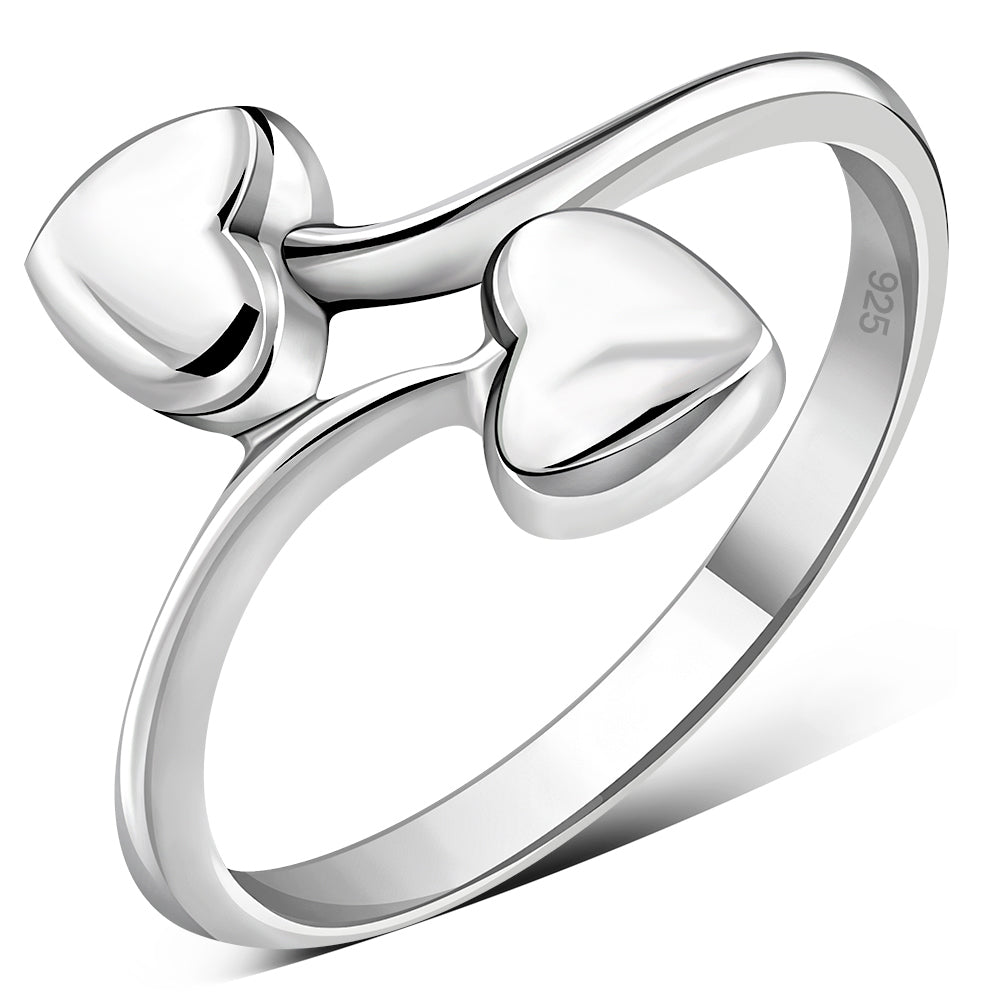 Sterling Silver Hearts Ring