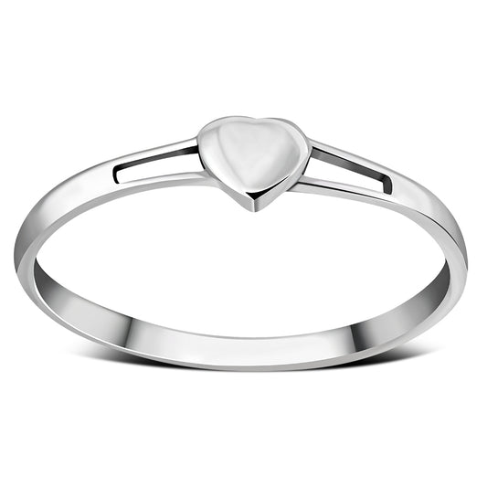 Thin Simple Heart Band Silver Ring