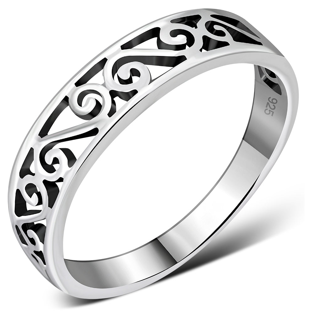 Silver Spiral Band Ring