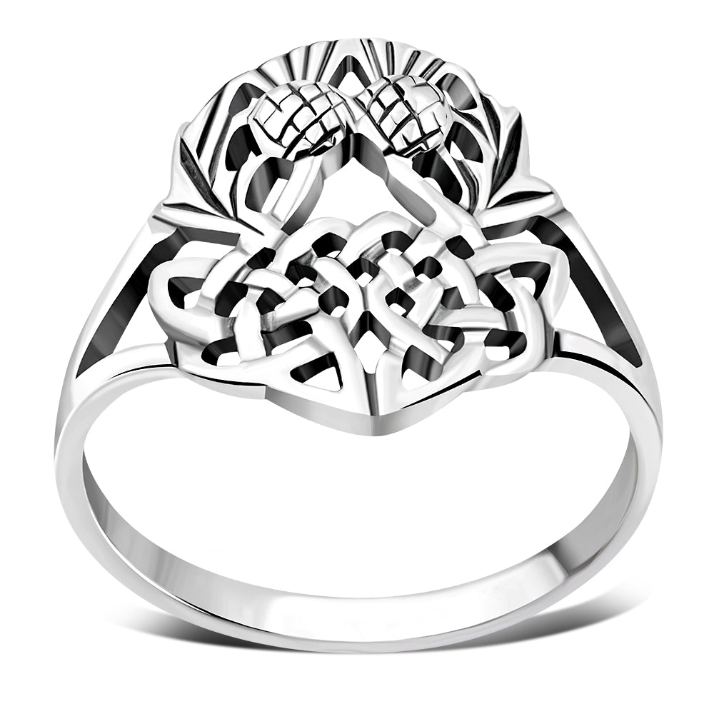 Plain Silver Celtic Knot Thistle Ring