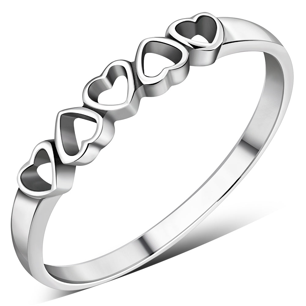 Simple Hearts Sterling Silver Ring
