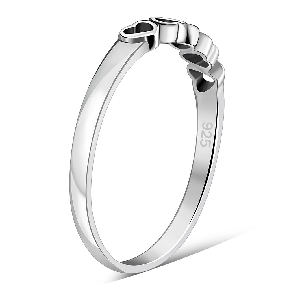 Simple Hearts Sterling Silver Ring