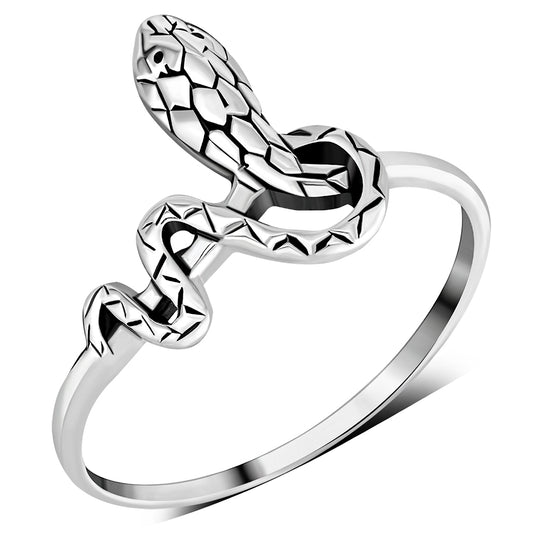 King Cobra Snake Silver Ring