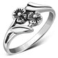 Plain Sterling Silver Flowers Ring