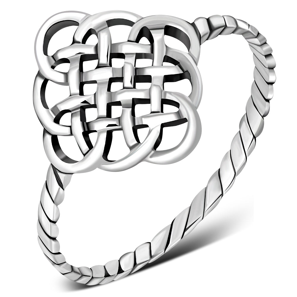 Twisted Shank Plain Celtic Knot Silver Ring