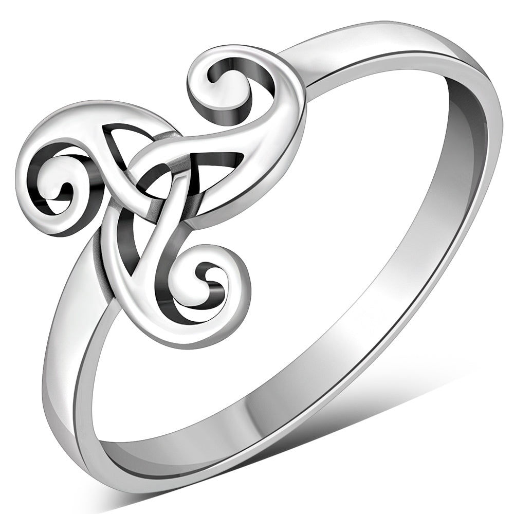 Plain Celtic Triskele Triple Spiral Silver Ring