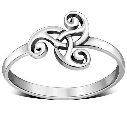 Plain Celtic Triskele Triple Spiral Silver Ring