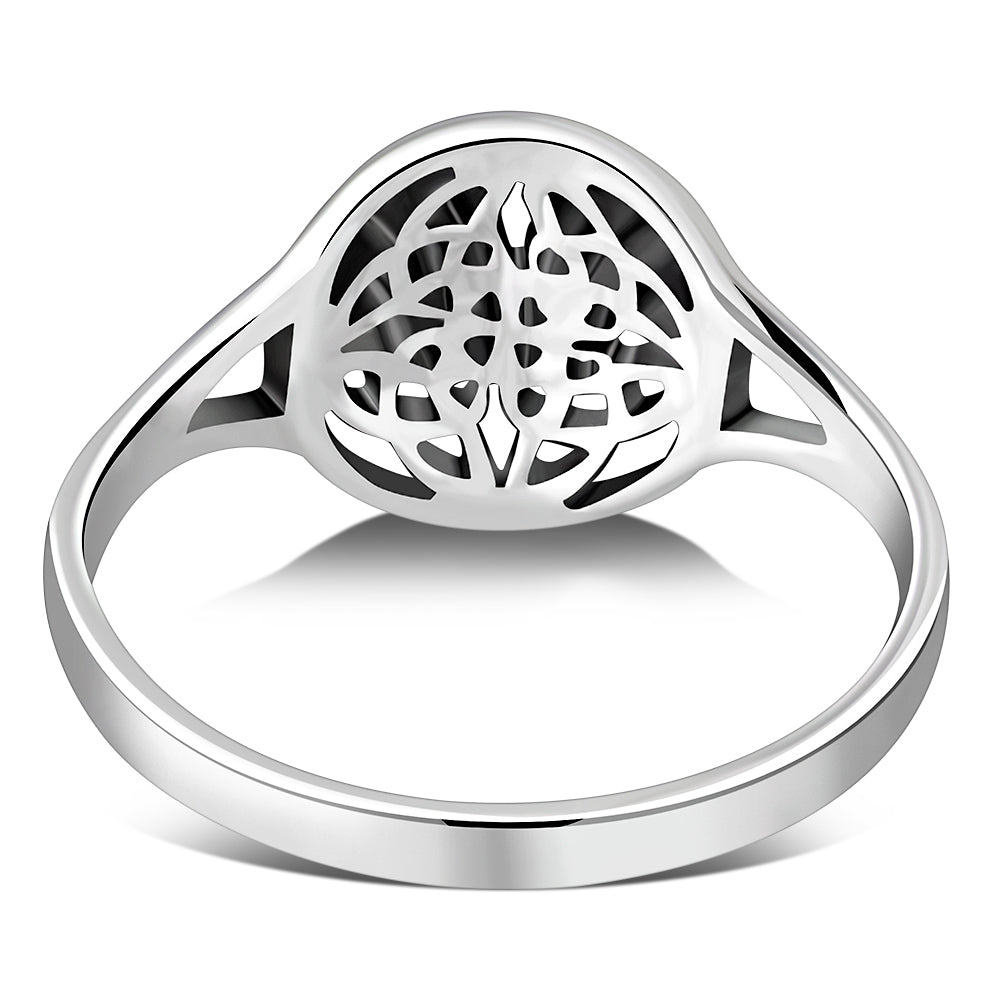 Round Design Celtic Trinity Knot Silver Ring