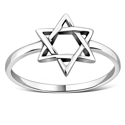 Star of David Light Plain Silver Ring