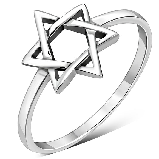 Star of David Light Plain Silver Ring