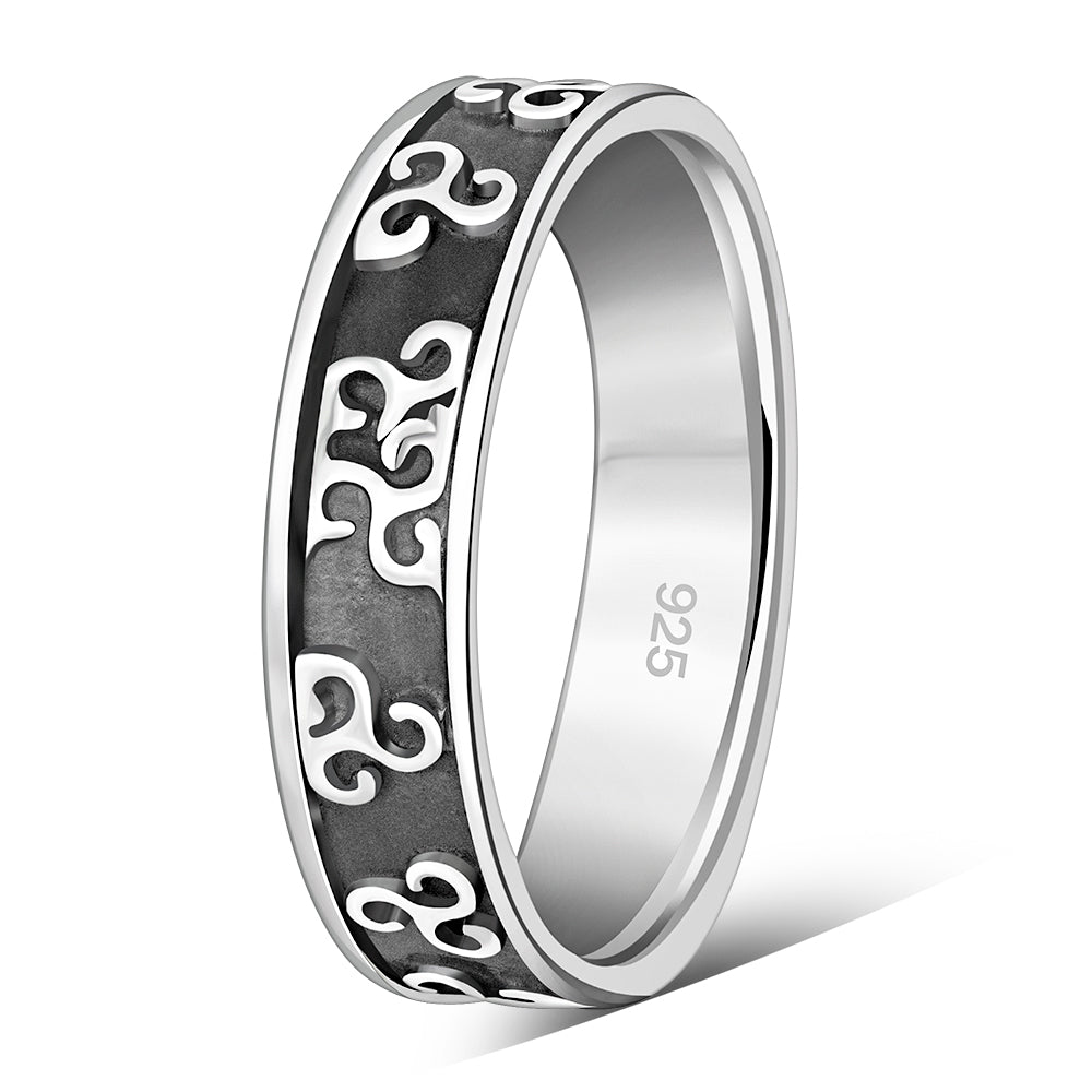 Celtic Triskele Triple Spiral Band Silver Ring