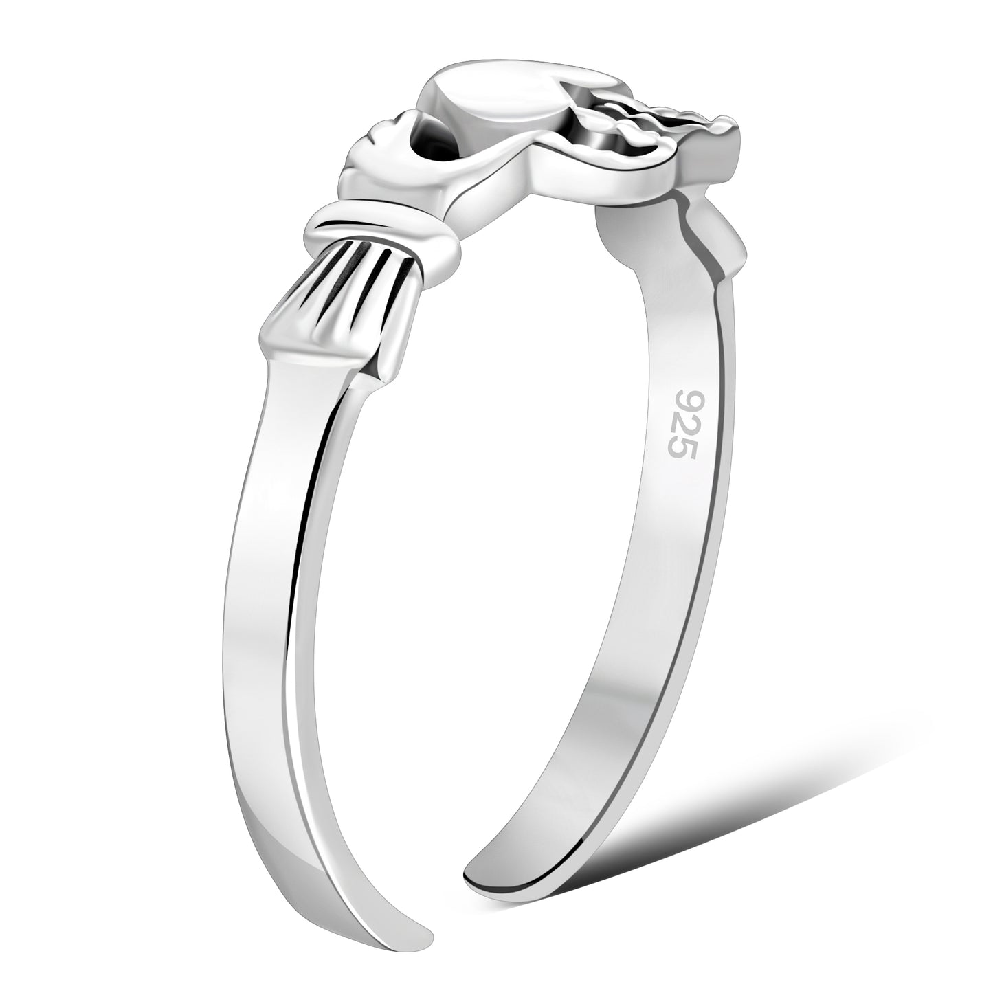 Claddagh Toe Ring Plain Sterling Silver