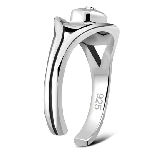 Cubic Zirconia Eye Silver Toe Ring