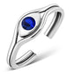 Blue Sapphire CZ Evil Eye Silver Toe Ring