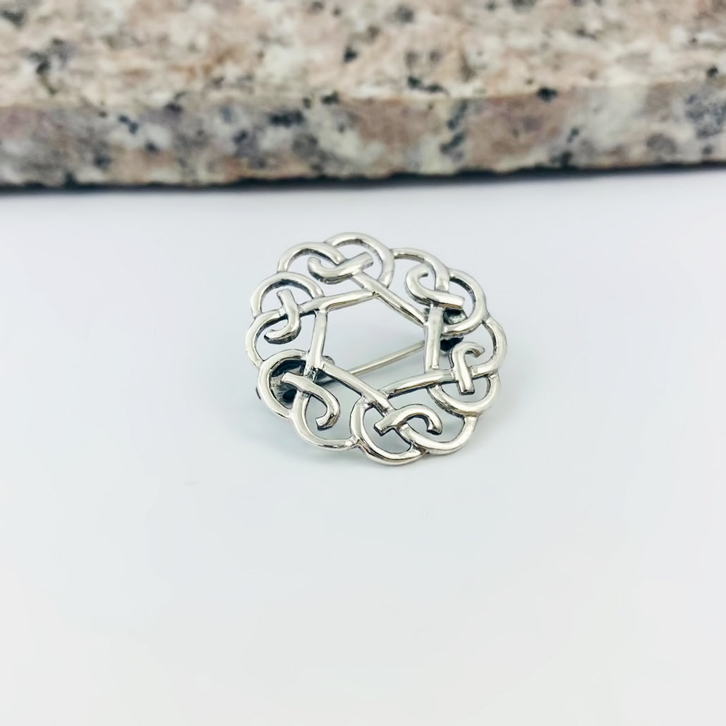 Rounded Sterling Silver Celtic Brooch