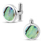 Sterling Silver Round Circle Abalone Shell Cufflinks
