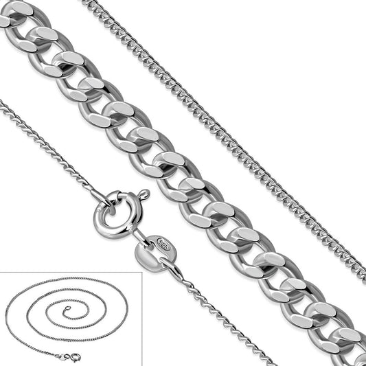1.5mm-Wide | Sterling Silver Curb Cuban Chain