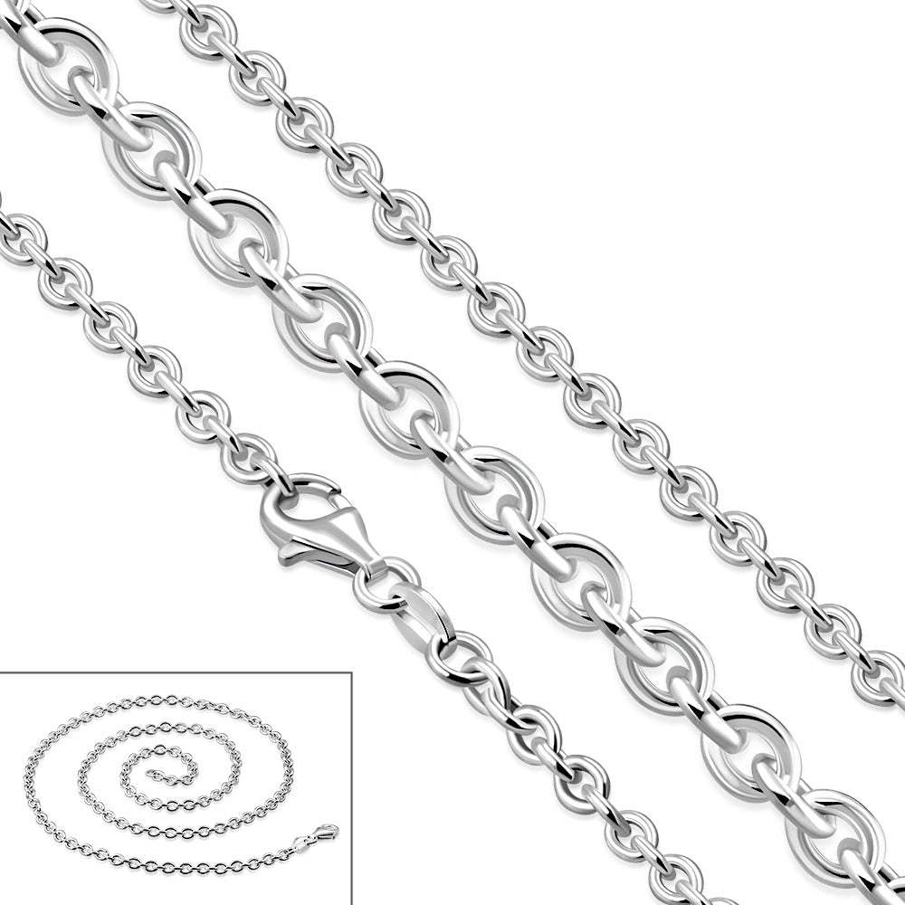3mm-Wide | Sterling Silver Oval Link Cable Chain