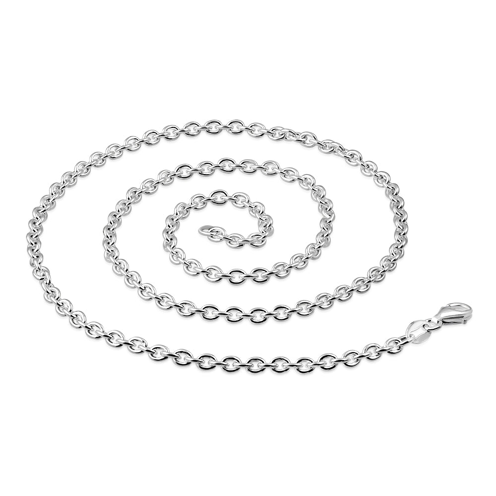 3mm-Wide | Sterling Silver Oval Link Cable Chain