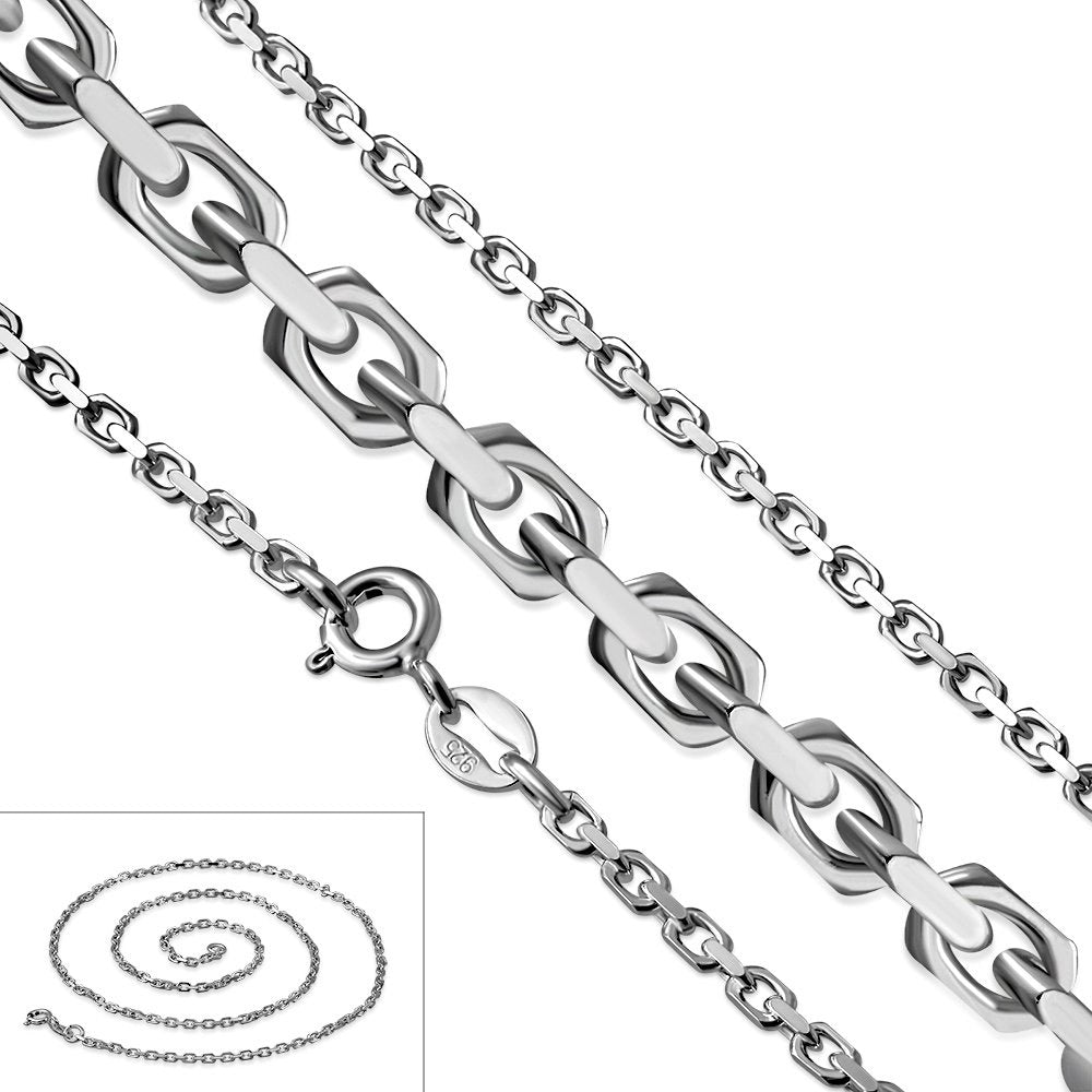2.0mm-Wide | Sterling Silver Squared Diamond Chain