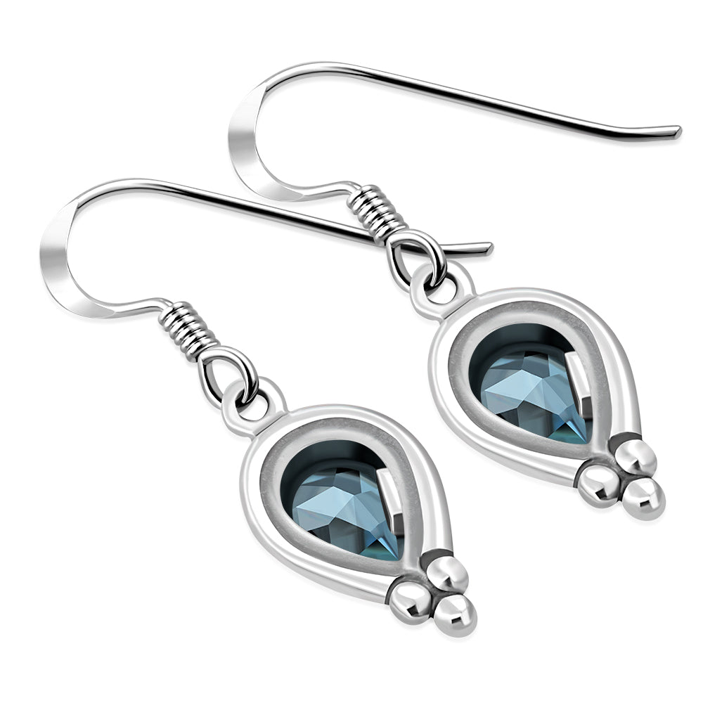 Blue Topaz CZ Ethnic Style Earrings