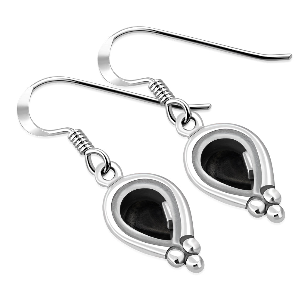 Black Onyx Pear Shaped Ethnic Style Drop Hook Earrings