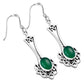 Green Agate Celtic Knot Silver Long Drop Dangle Hook Earrings