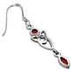 Garnet CZ Long Trinity Knot Dangling Silver Earrings 