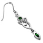 Green CZ Long Trinity Knot Sterling Silver Earrings