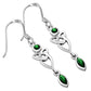 Green CZ Long Trinity Knot Sterling Silver Earrings