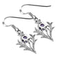 Faceted Amethyst Stone Silver Scottish Thistle Earrings