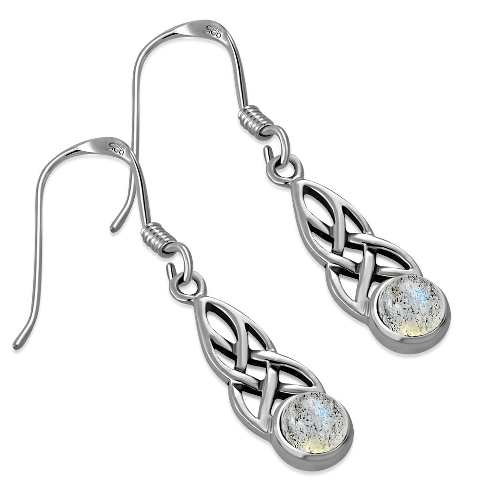 Labradorite Celtic Silver Earrings 
