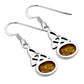 Baltic Amber Celtic Trinity Knot Silver Earrings 