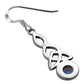 Long Synthetic Blue Opal Trinity Knot Silver Earrings