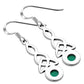 Green Agate Trinity Knot Silver Earrings