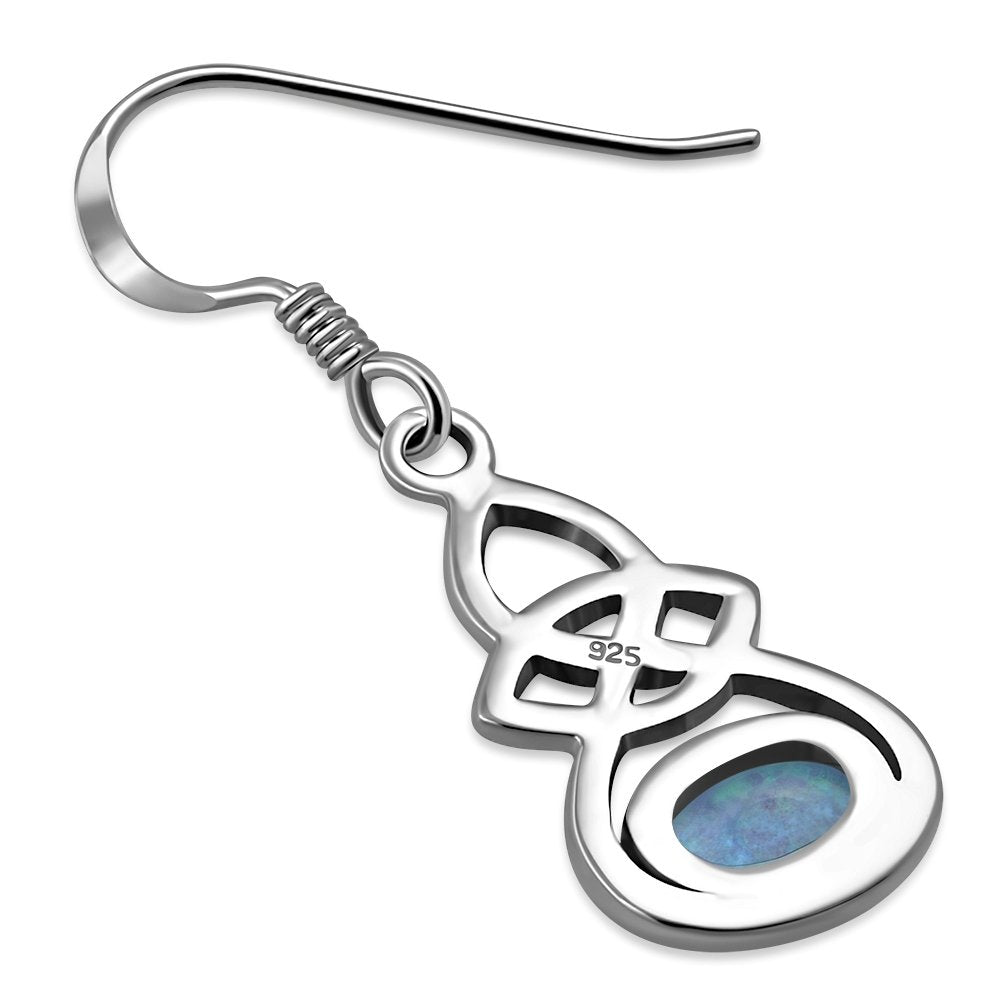 Synthetic Opal Celtic Knot Silver Earrings