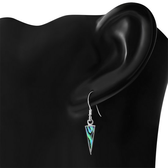 Abalone Shell Triangle Sterling Silver Earrings