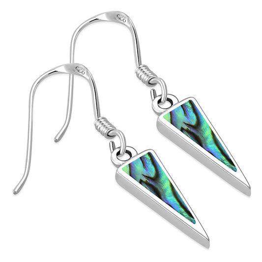 Abalone Shell Triangle Sterling Silver Earrings