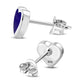 Lapis Lazuli Blue Stone Heart Stud Silver Earrings
