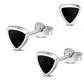 Black Onyx Small Triangle Stud Silver Earrings