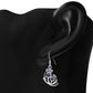 Amethyst CZ Sterling Silver Thistle Earrings