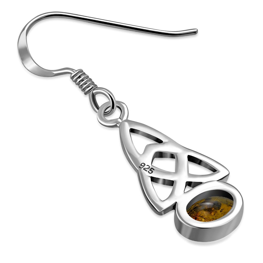 Baltic Amber Trinity Knot Silver Earrings Set 