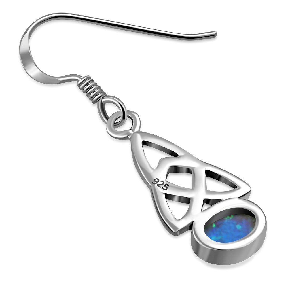 Synthetic Opal Trinity Knot Silver Earrings 